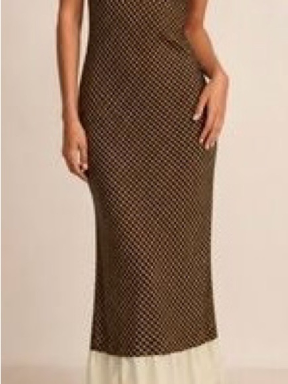 ANTONIO MELANI Brown Printed Maxi dress with Cream Hem